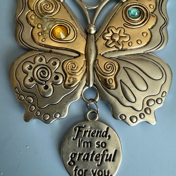 Silver and Gold Butterfly Necklace, purse charm, ornament, friendship charm - Picture 2 of 10